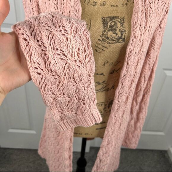 Sz L Leo & Nicole Pink Knit Open Front Cardigan - Picture 6 of 9